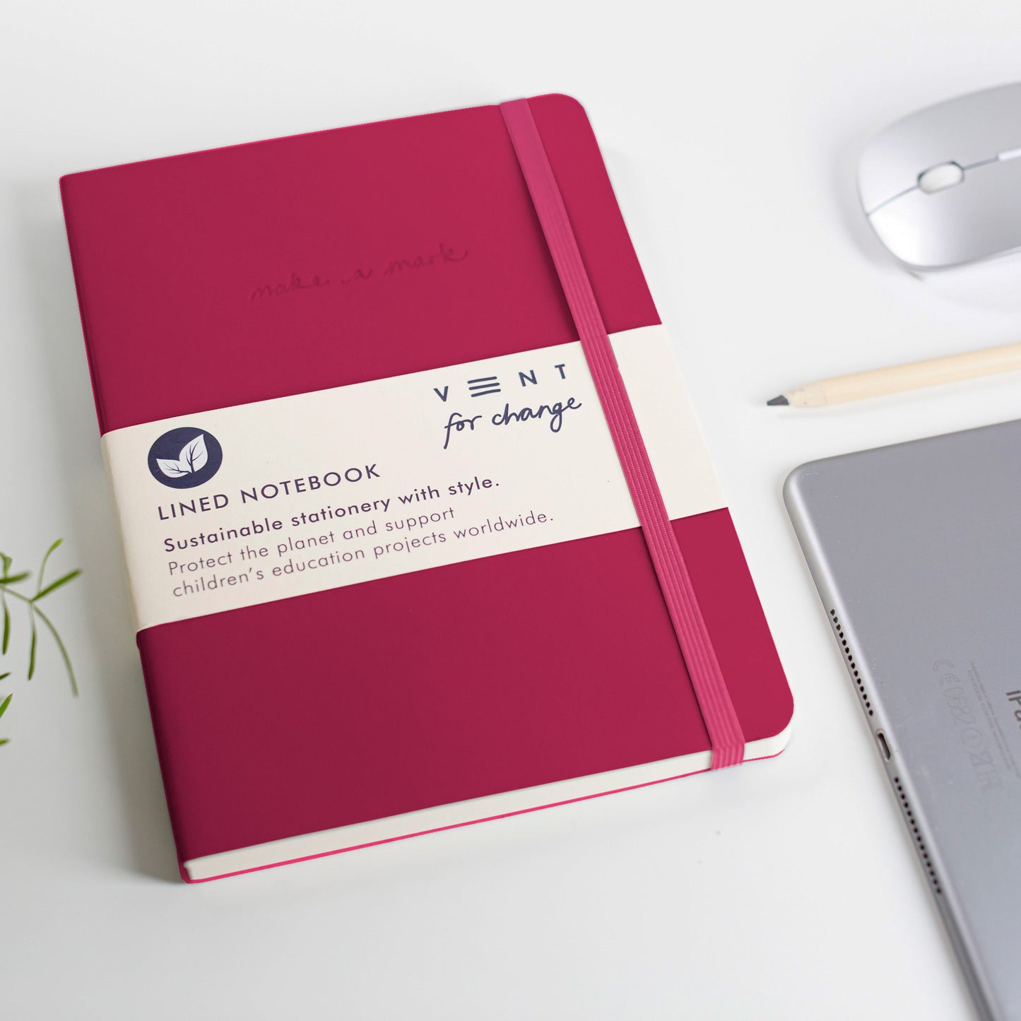 RECYCLED LEATHER 'MAKE A MARK' A5 NOTEBOOK | RASPBERRY PINK