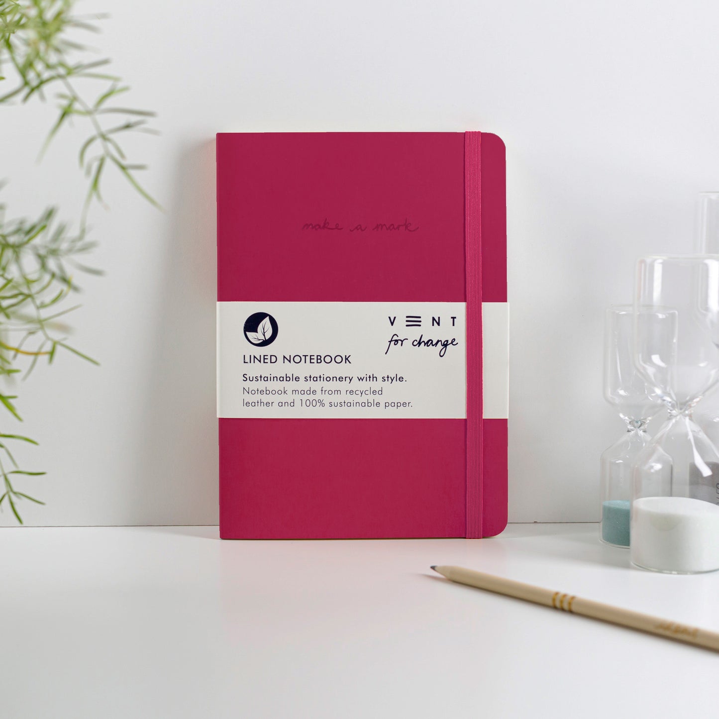 RECYCLED LEATHER 'MAKE A MARK' A5 NOTEBOOK | RASPBERRY PINK