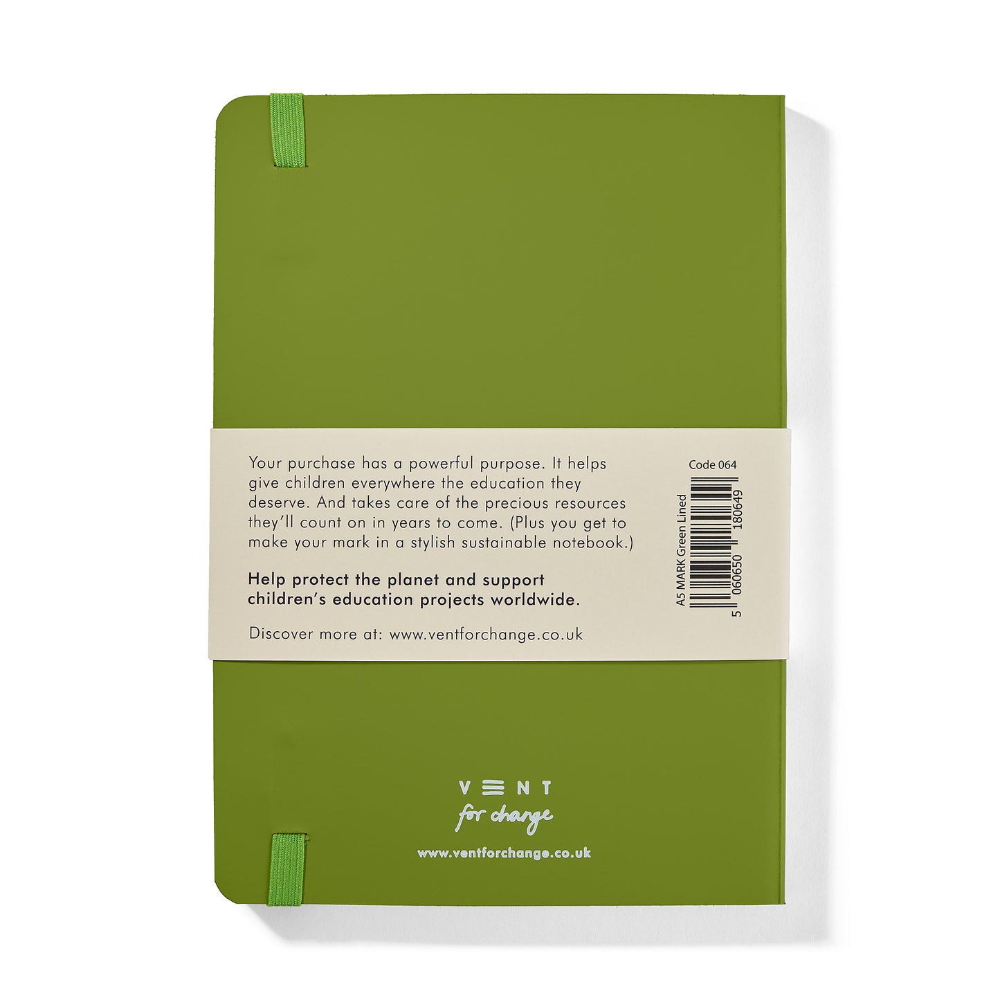 RECYCLED LEATHER 'MAKE A MARK' A5 NOTEBOOK | GREEN
