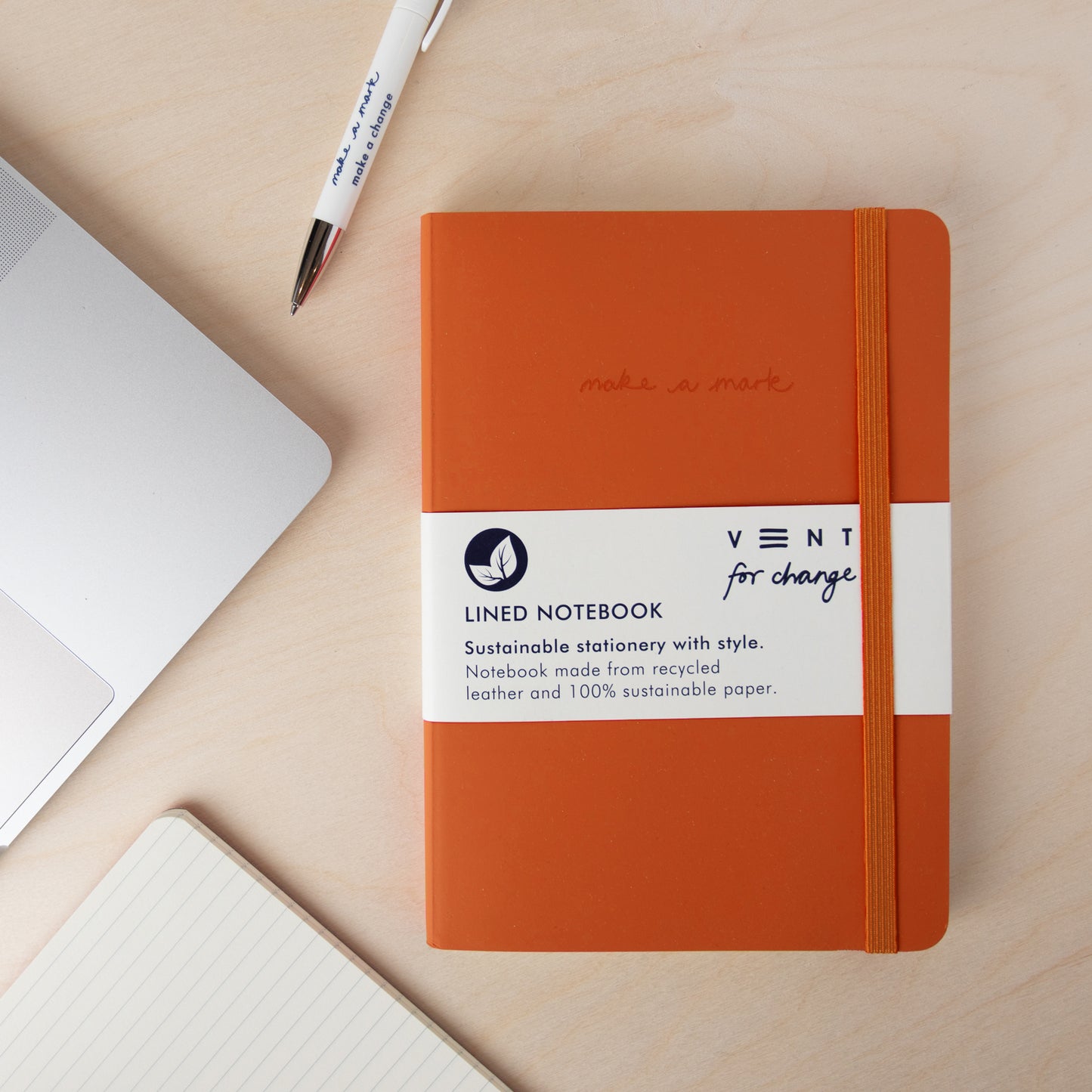 RECYCLED LEATHER 'MAKE A MARK' A5 NOTEBOOK | ORANGE