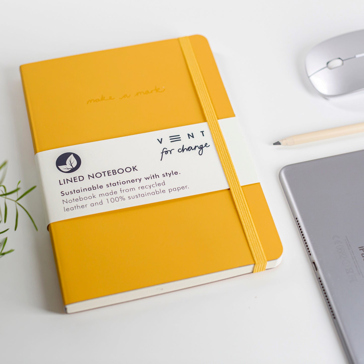 RECYCLED LEATHER 'MAKE A MARK' A5 NOTEBOOK | YELLOW
