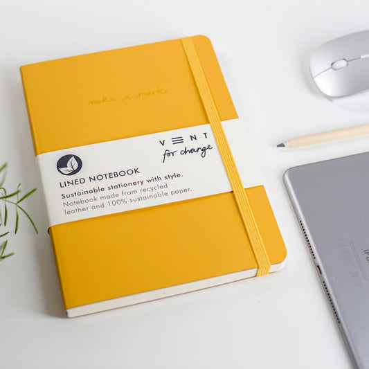RECYCLED LEATHER 'MAKE A MARK' A5 NOTEBOOK | YELLOW