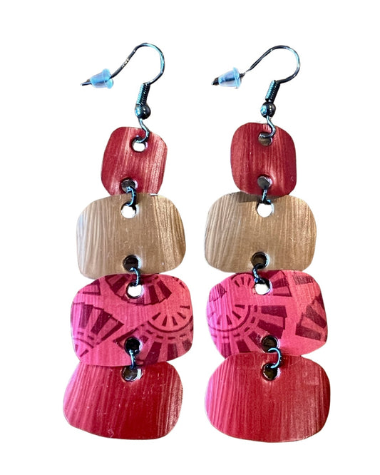 HANDCRAFTED STATEMENT EARRINGS | RED + BROWN SHADES