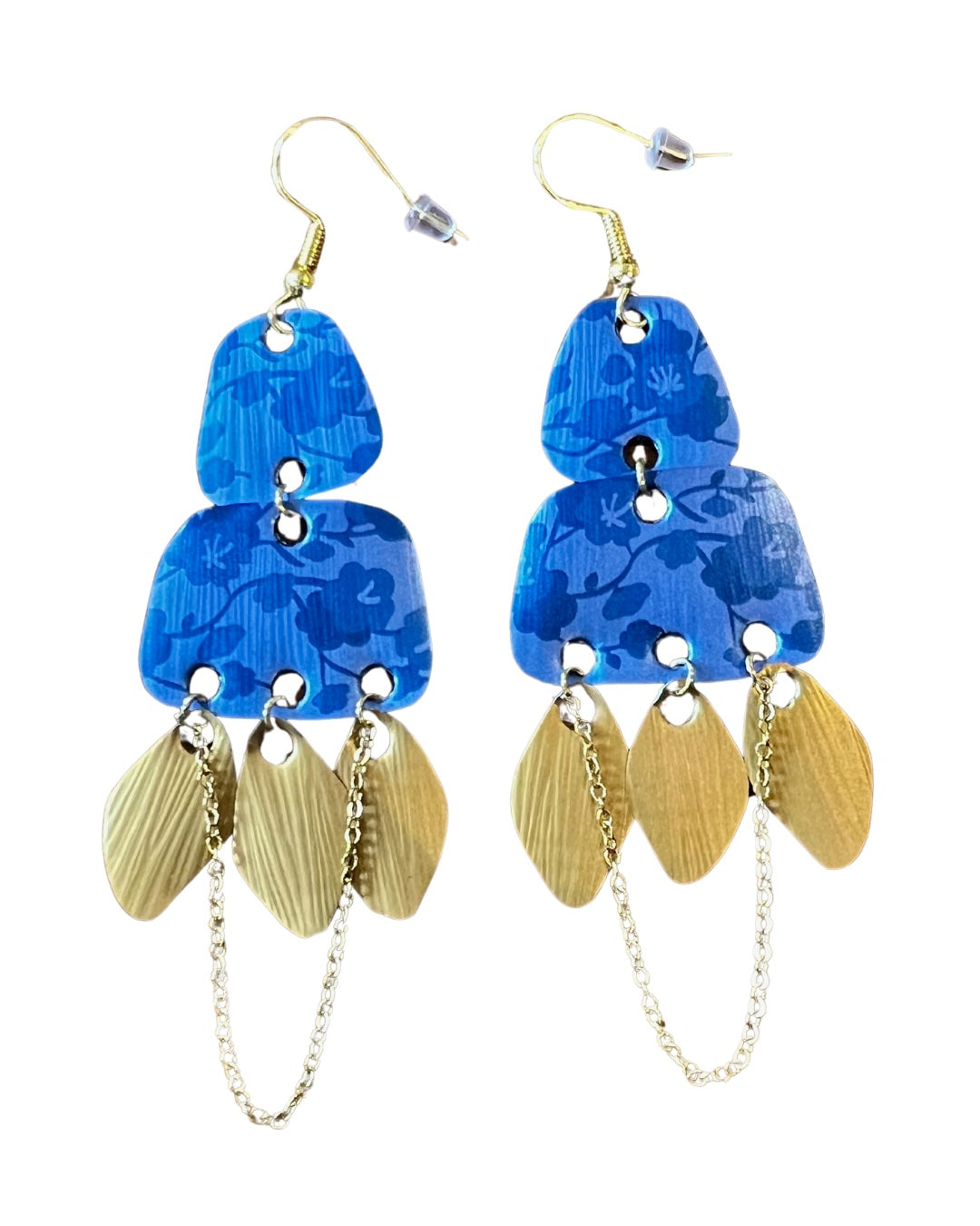 HANDCRAFTED STATEMENT EARRINGS | BLUE + GOLD SHADES