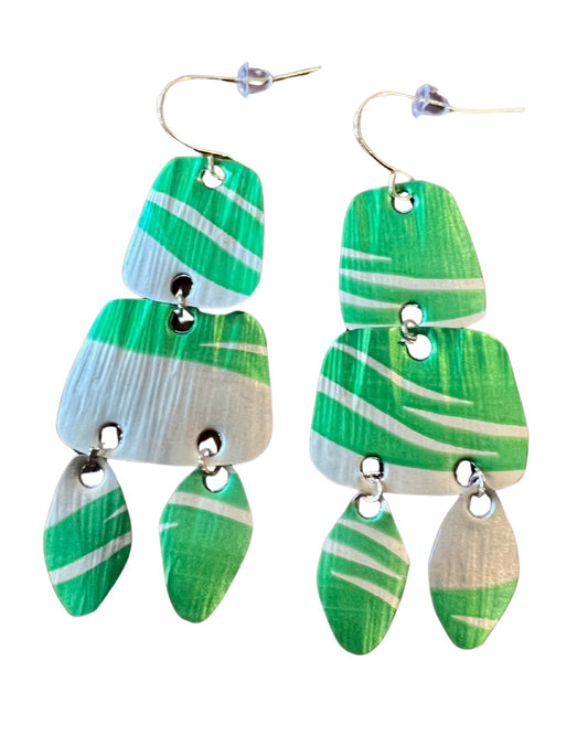 HANDCRAFTED STATEMENT EARRINGS | GREEN + GOLD SHADES