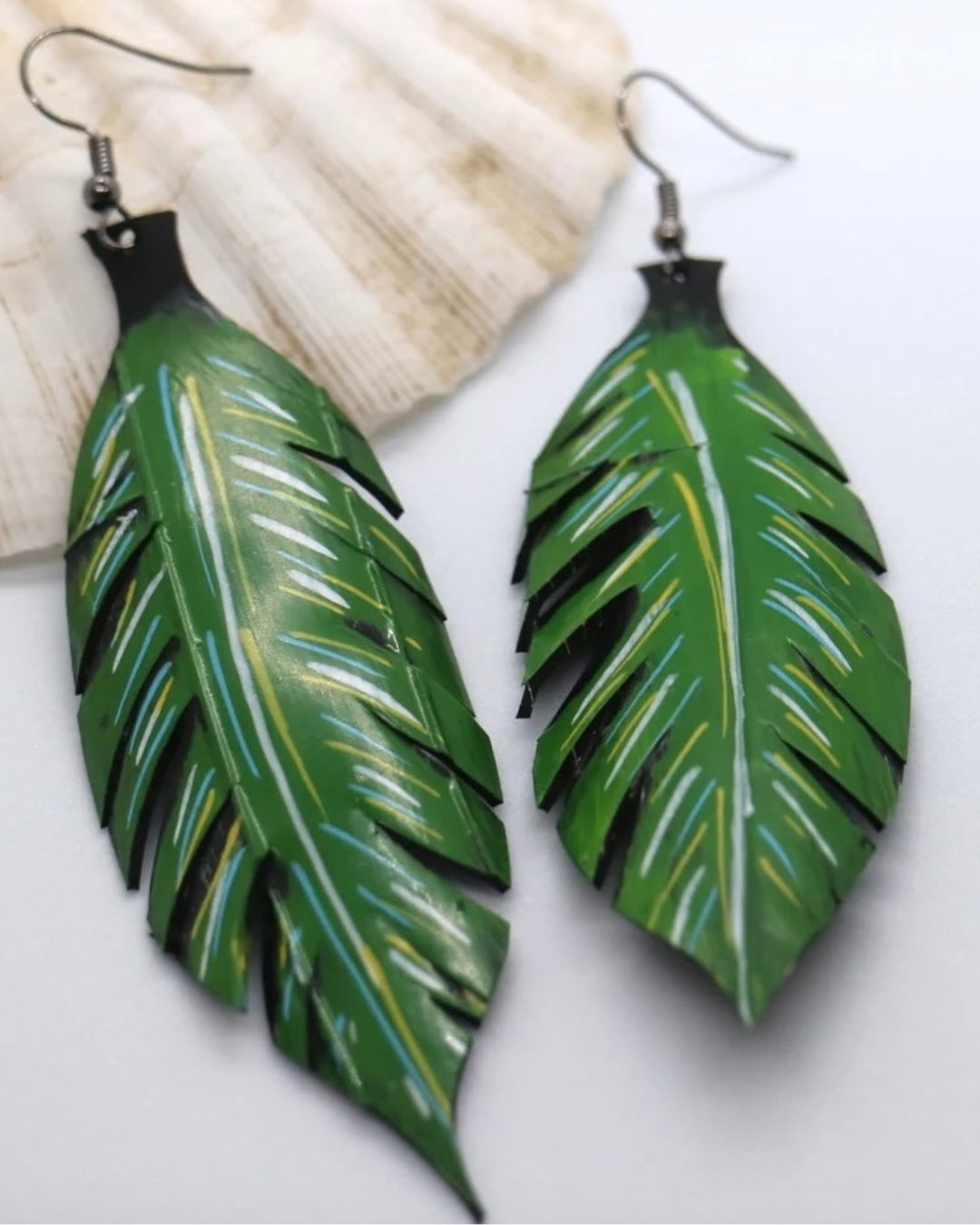 HANDCRAFTED STATEMENT EARRINGS | GREEN LEAF