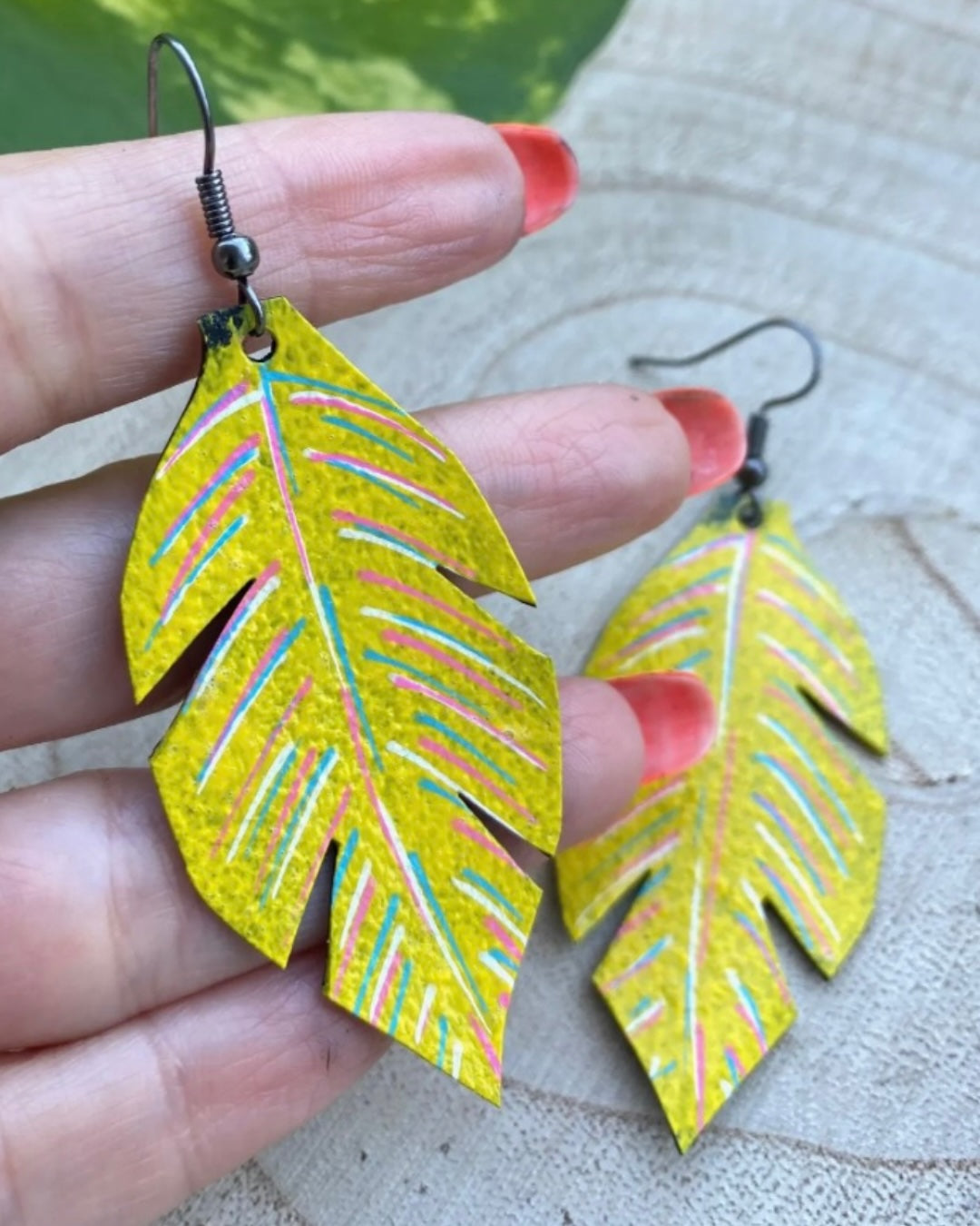 HANDCRAFTED STATEMENT EARRINGS | LIME LEAF