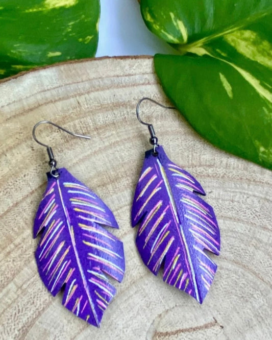 HANDCRAFTED STATEMENT EARRINGS | PURPLE LEAF