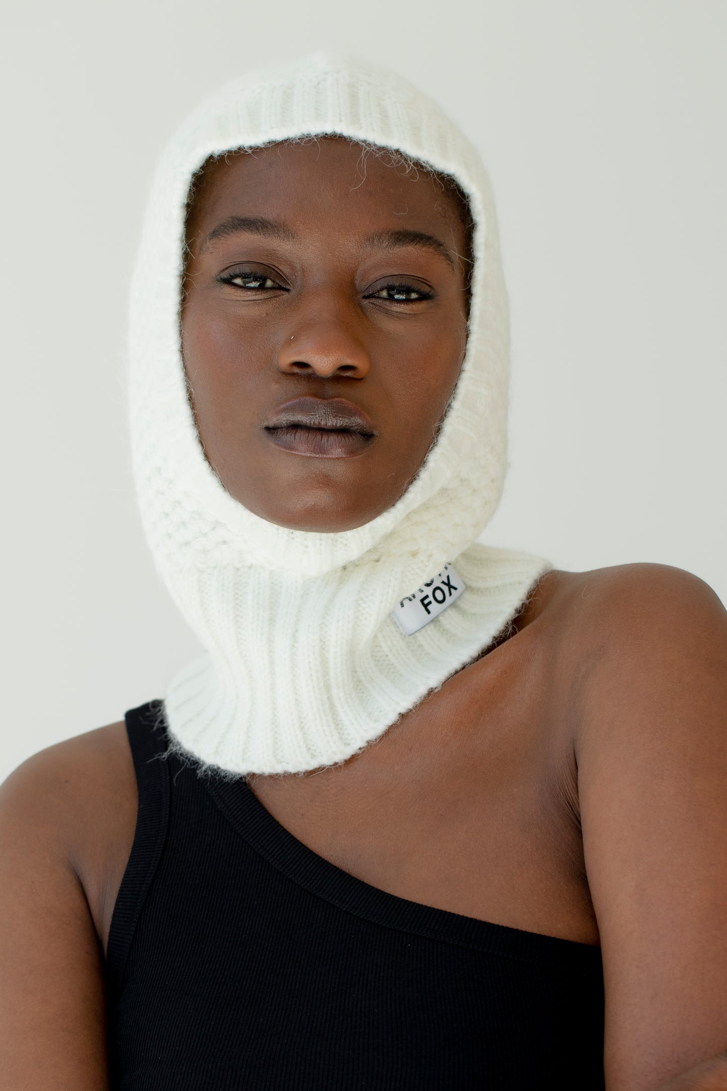 ALPACA BALACLAVA FITTED HOOD | WHITE