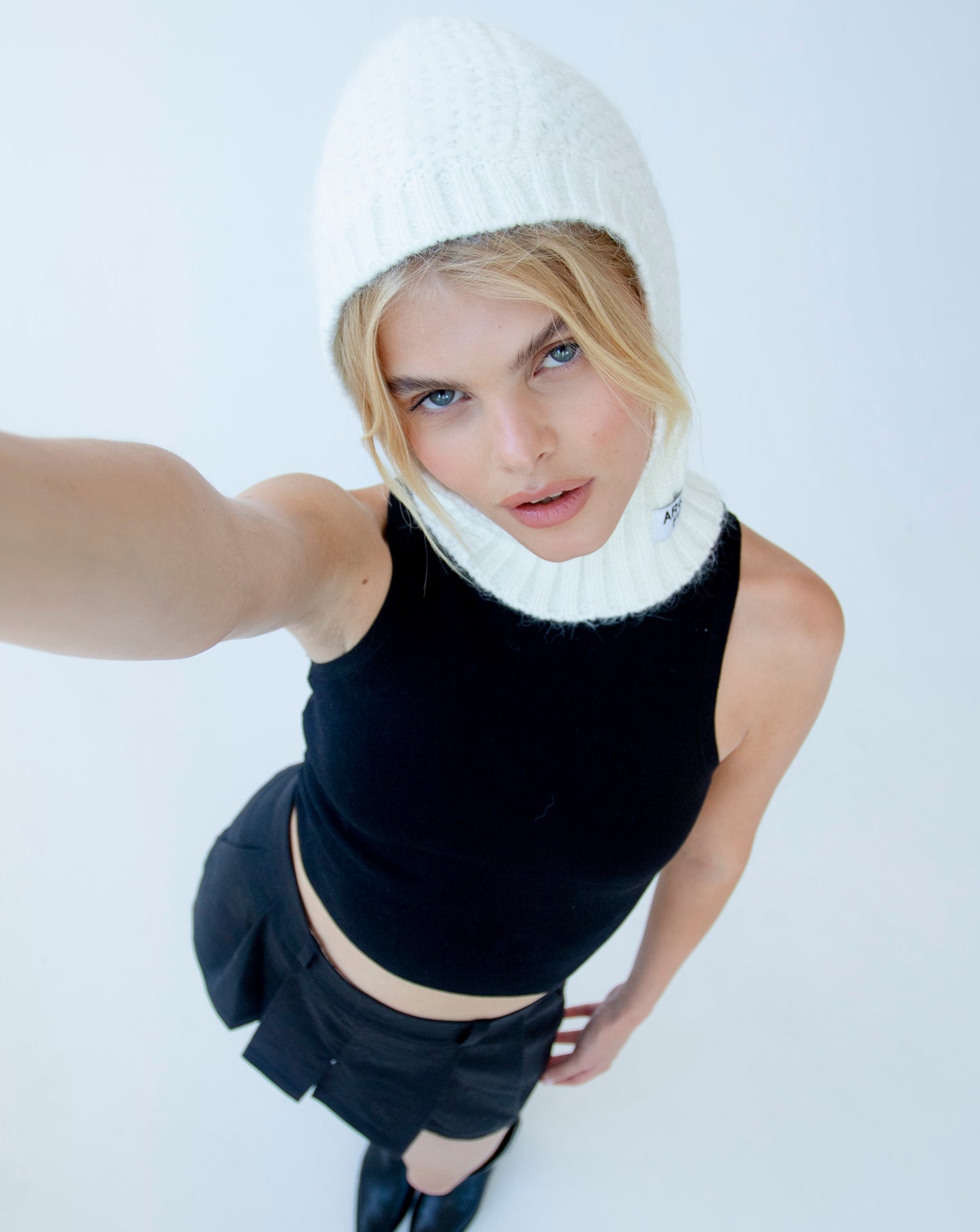 ALPACA BALACLAVA FITTED HOOD | WHITE
