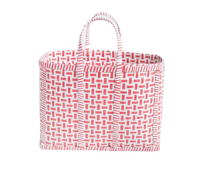 UPCYCLED MAYANMAR BASKET | RED + WHITE