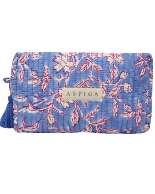 WASH BAG | JAPANESE FLOWER MARINA BLUE (LARGE)