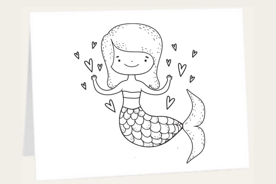 PLANTABLE GREETINGS CARD | CHILDREN'S COLOUR IN 'MERMAID' CARD