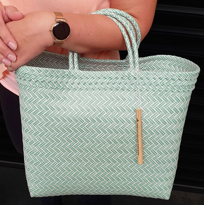 WOVEN BEACH/TOTE BAG | GREEN