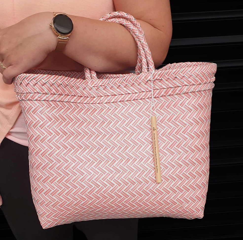 WOVEN BEACH/TOTE BAG | PINK