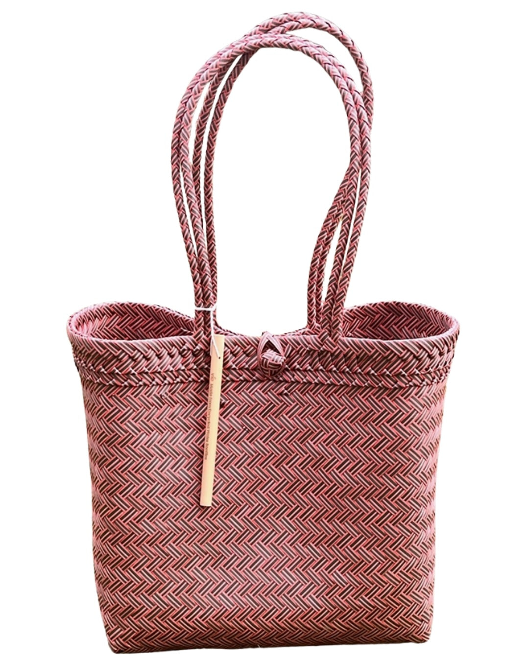 WOVEN BEACH/TOTE BAG | MAROON (LONG STRAPS)