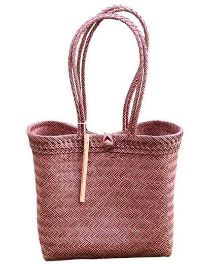WOVEN BEACH/TOTE BAG | MAROON (LONG STRAPS)