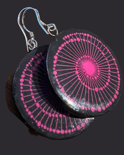 'PAPER EARRINGS' | BLACK + PINK SPIRAL