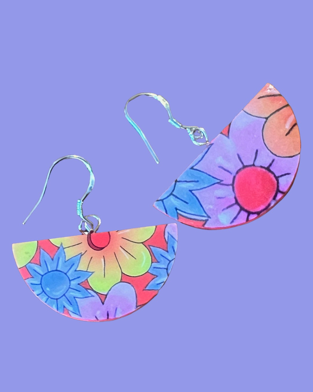 'PAPER EARRINGS' | FLOWER HALF MOON