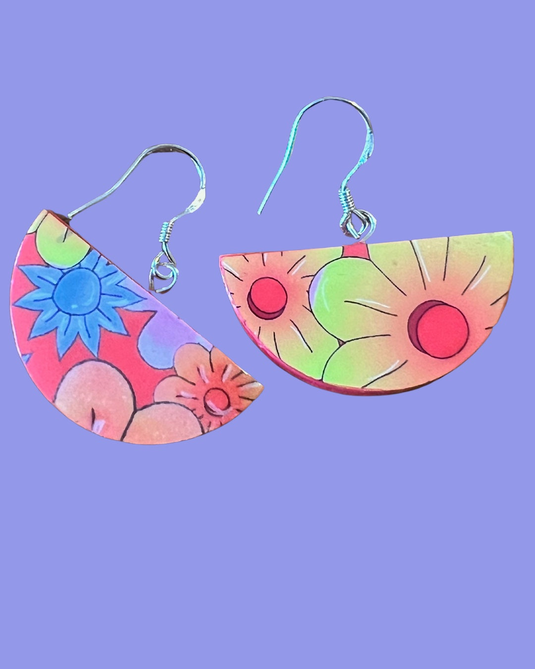 'PAPER EARRINGS' | FLOWER HALF MOON