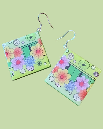 'PAPER EARRINGS' | SQUARE FLOWERS