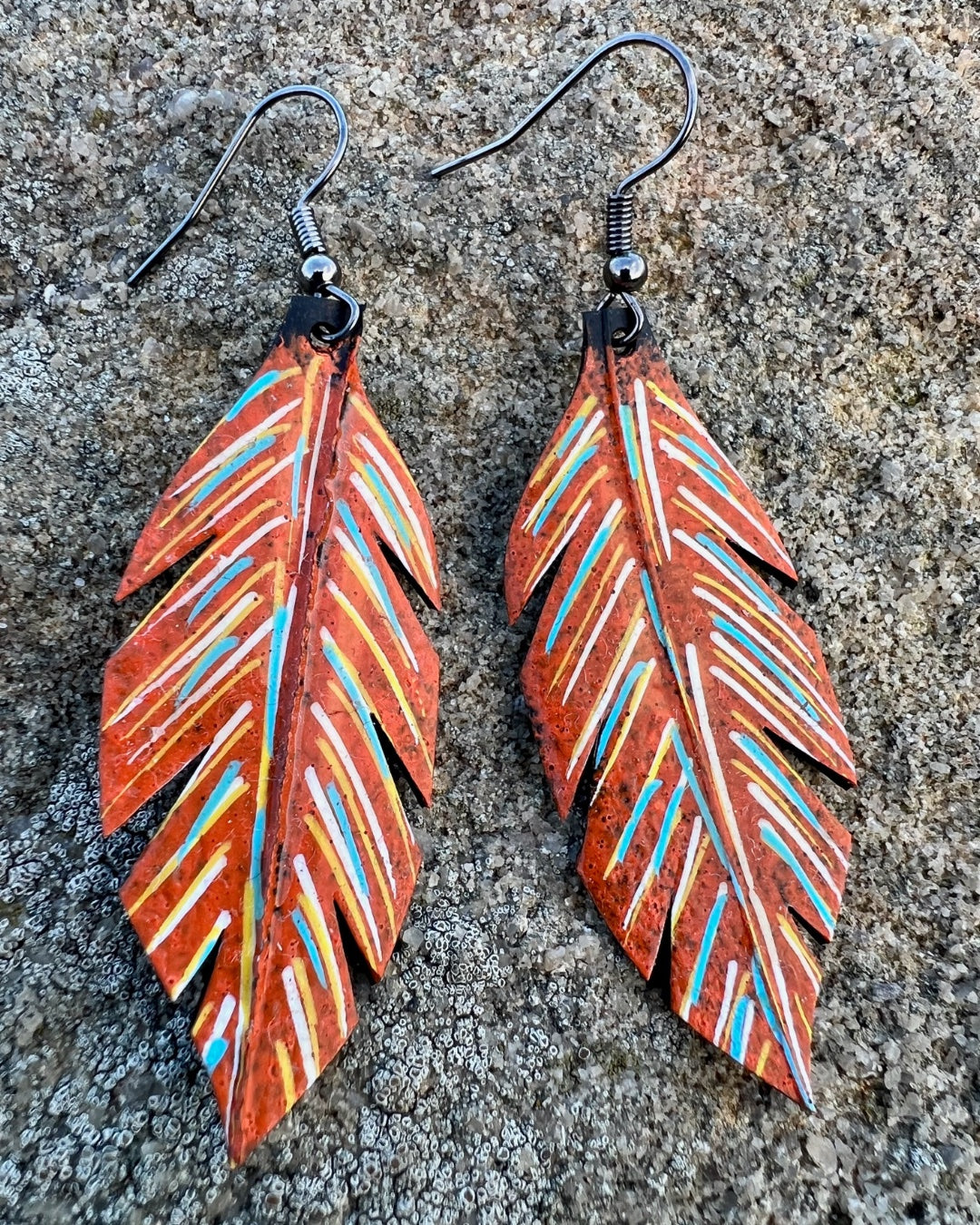 EARRINGS CRAFTED FROM INNER TUBES  | ORANGE LEAF