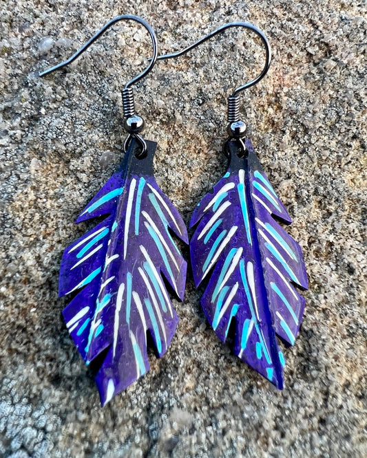 EARRINGS CRAFTED FROM INNER TUBES  | PURPLE LEAF